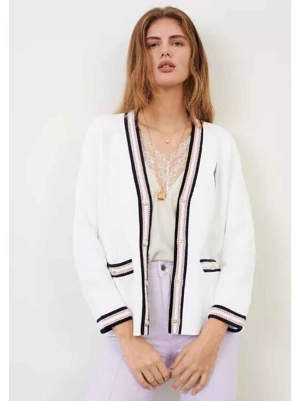 Maje
Maison Embroidered Patch Cardigan